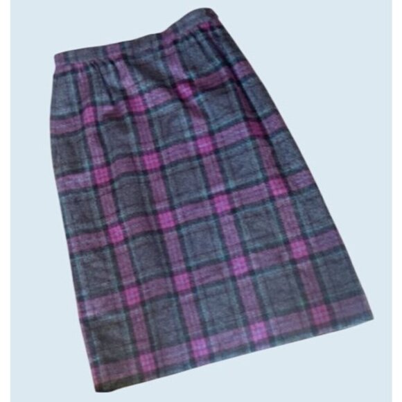 Vintage 1980s Miss Pendleton Wool Plaid Mid Calf Length Skirt Size XS - Picture 1 of 8